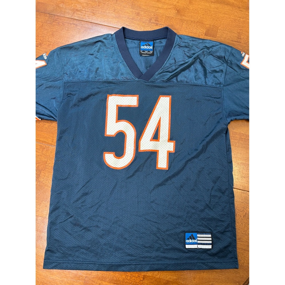 Vintage Adidas Football Jersey Mens L Blue Brian Urlacher Chicago Bears 54 NFL